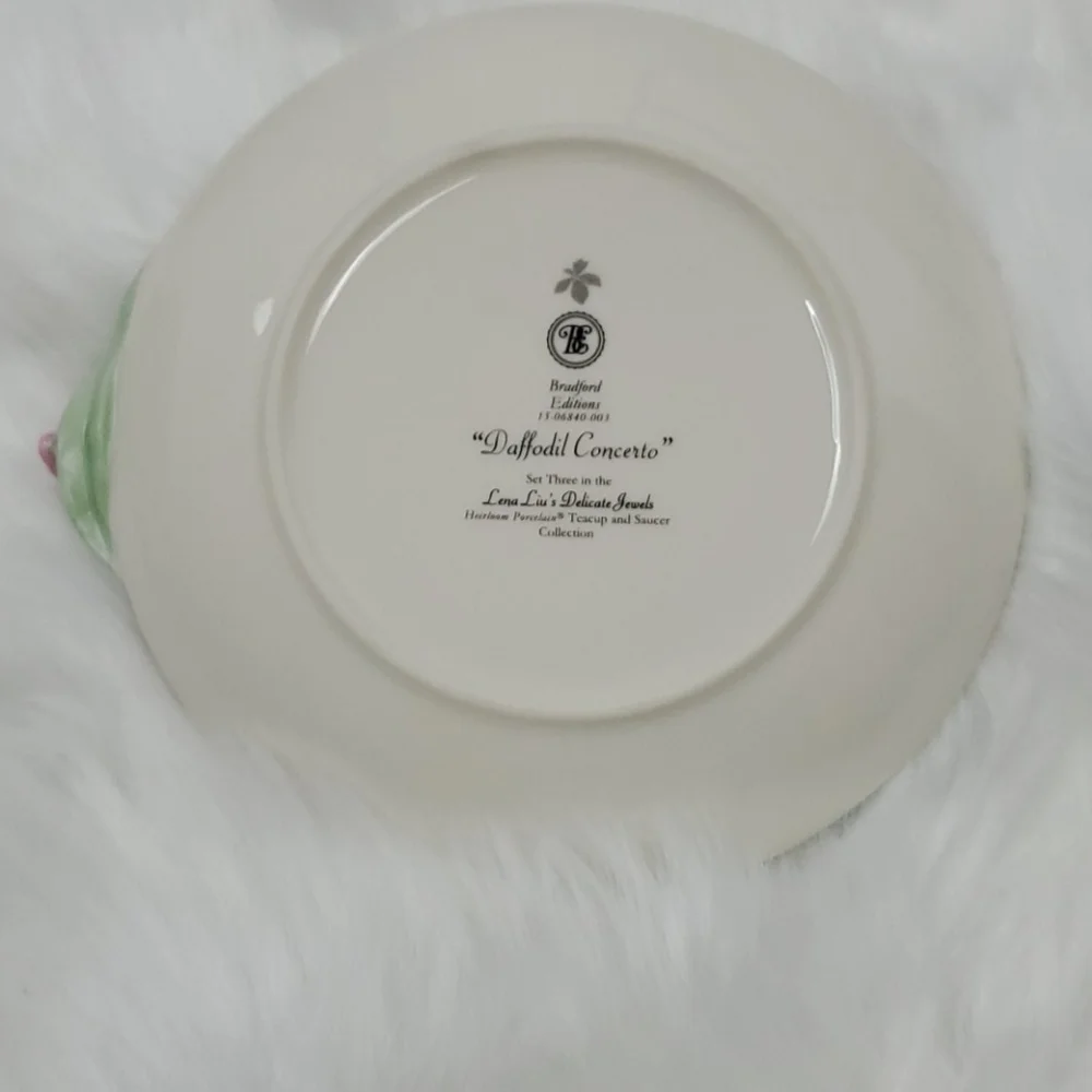Lena Liu Daffodil Concerto Teacup Saucer Bradford Edition Floral Collectible Dis